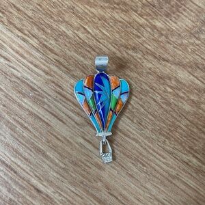 Sterling Silver Mixed Gem Opal Hot Air Balloon Necklace